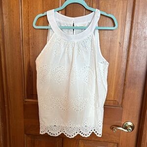Adiva White Eyelet Halter Top